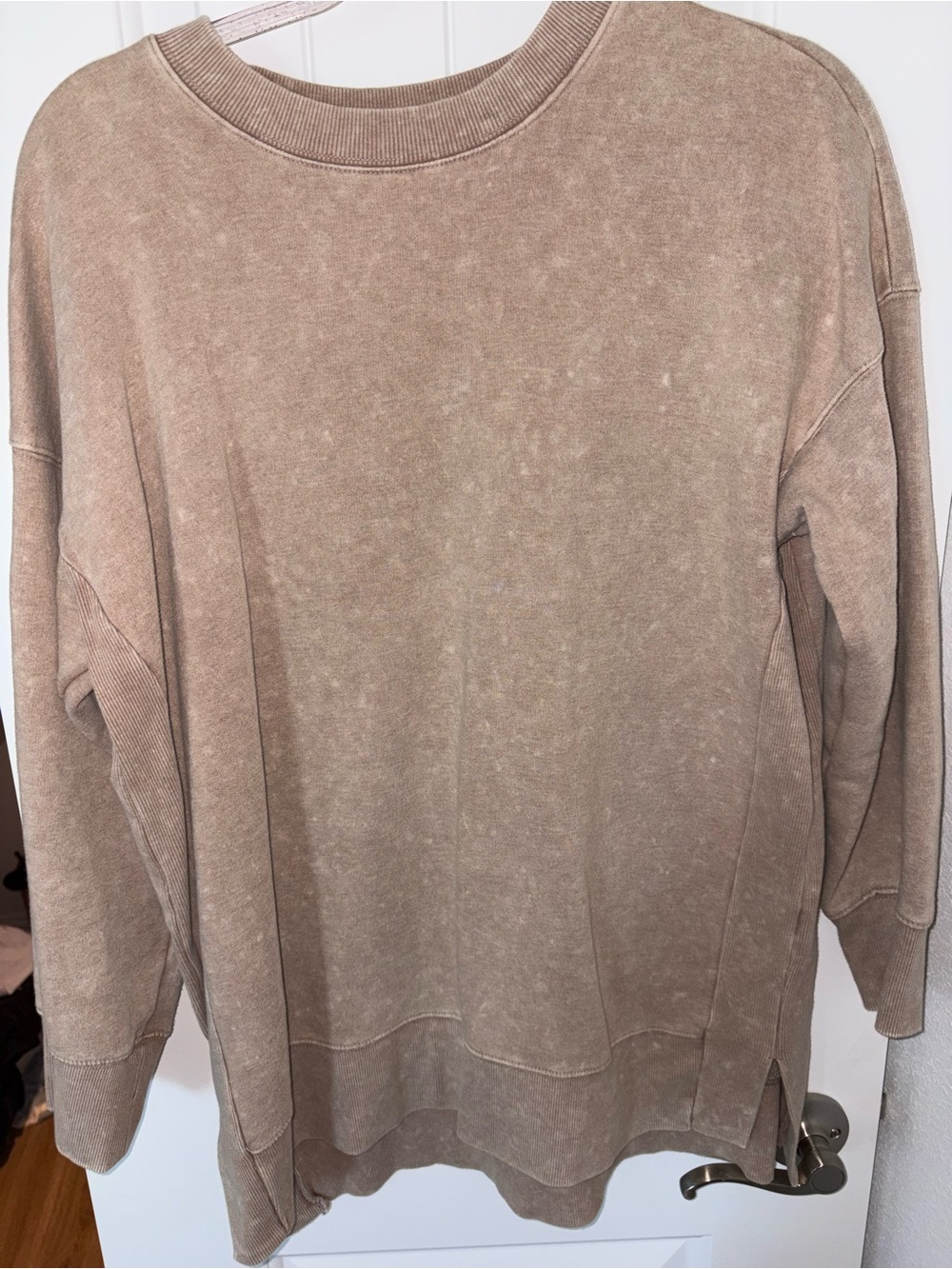 Women’s Washed Taupe Crewneck Sweater